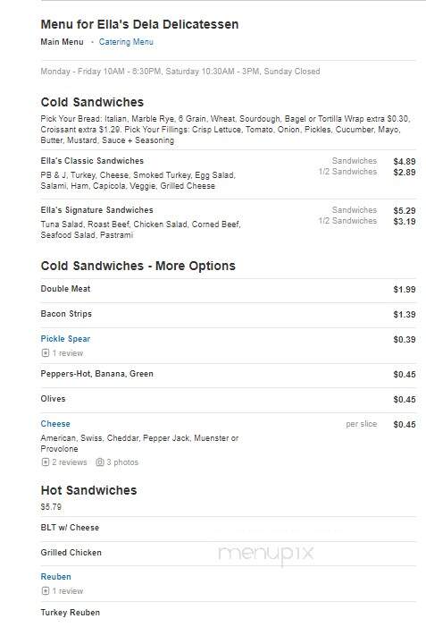 Ella's Dela Delicatessen - Sheboygan, WI menu_pic