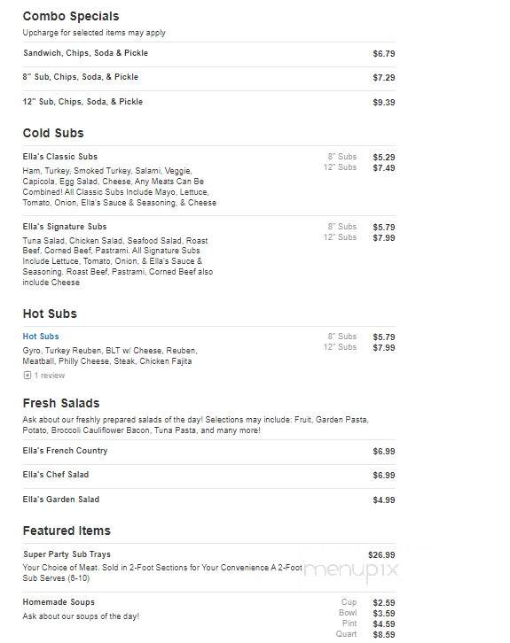 Ella's Dela Delicatessen - Sheboygan, WI menu_pic