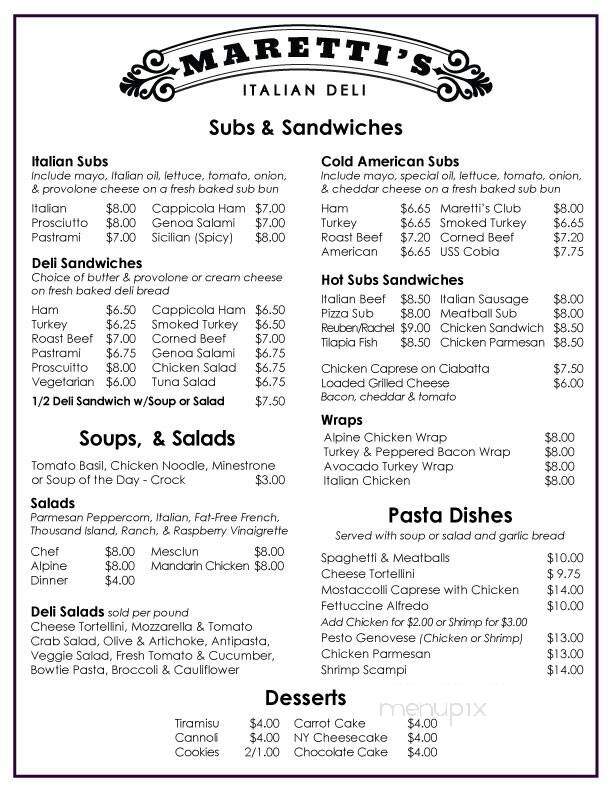 Maretti's Deli - Manitowoc, WI menu_pic