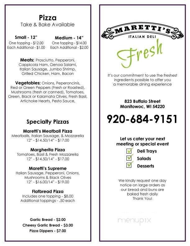 Maretti's Deli - Manitowoc, WI menu_pic