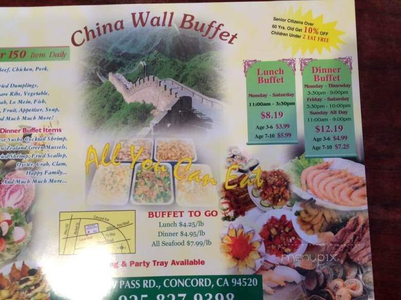 China Wall Buffet - Concord, CA menu_pic