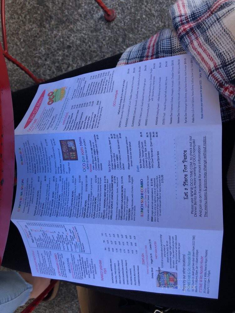 Oco Time - Ukiah, CA menu_pic