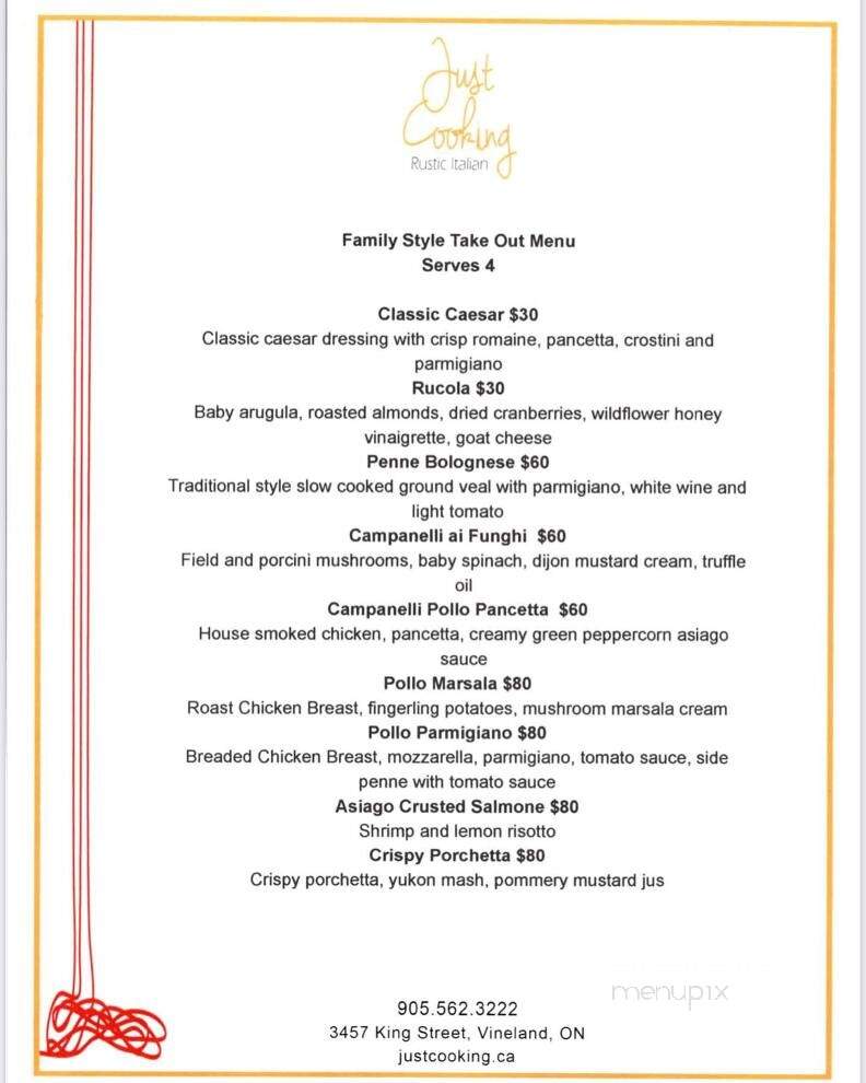 Just Cooking - Lincoln, ON menu_pic