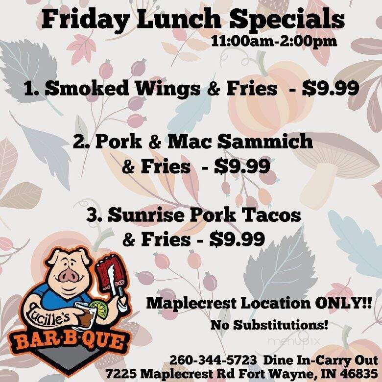 Lucille's BBQ - Fort Wayne, IN menu_pic