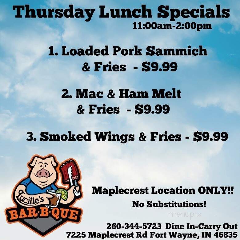 Lucille's BBQ - Fort Wayne, IN menu_pic