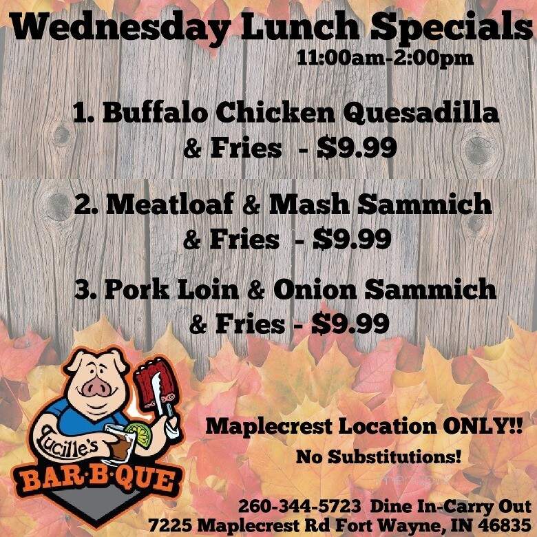 Lucille's BBQ - Fort Wayne, IN menu_pic