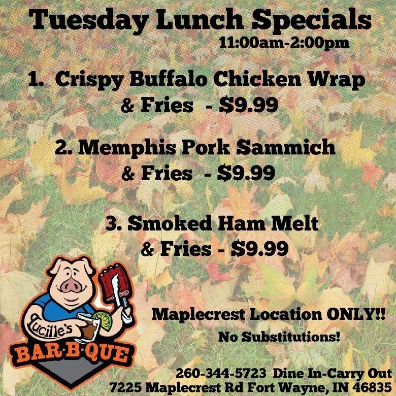 Lucille's BBQ - Fort Wayne, IN menu_pic