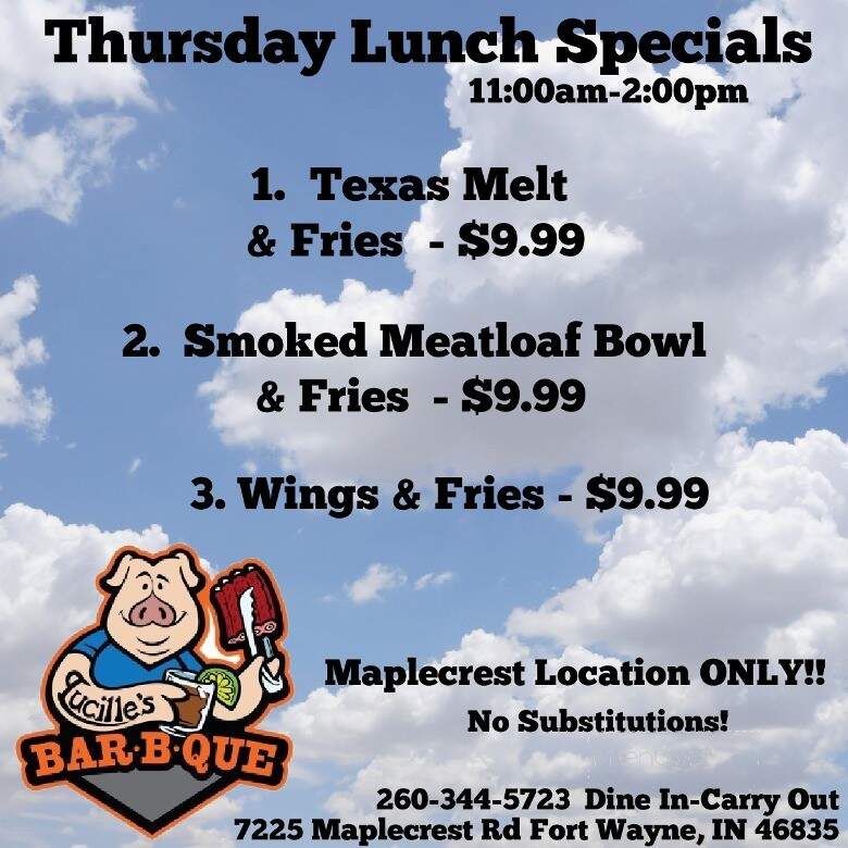 Lucille's BBQ - Fort Wayne, IN menu_pic