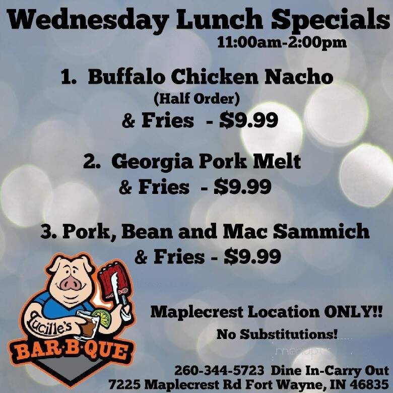 Lucille's BBQ - Fort Wayne, IN menu_pic