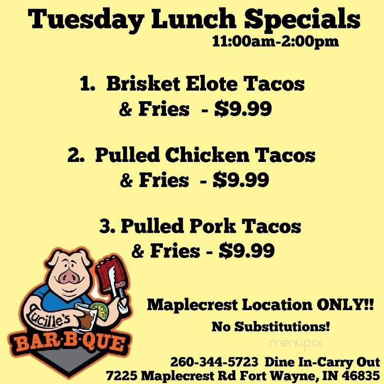 Lucille's BBQ - Fort Wayne, IN menu_pic