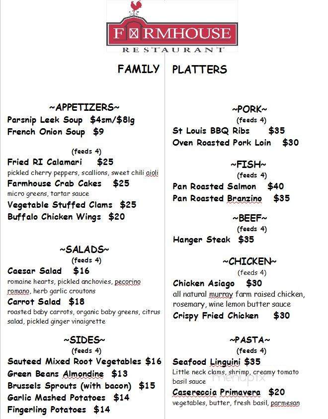 Farmhouse Restaurant - Newtown, CT menu_pic