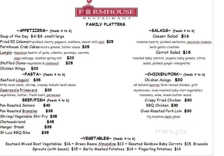 Farmhouse Restaurant - Newtown, CT menu_pic