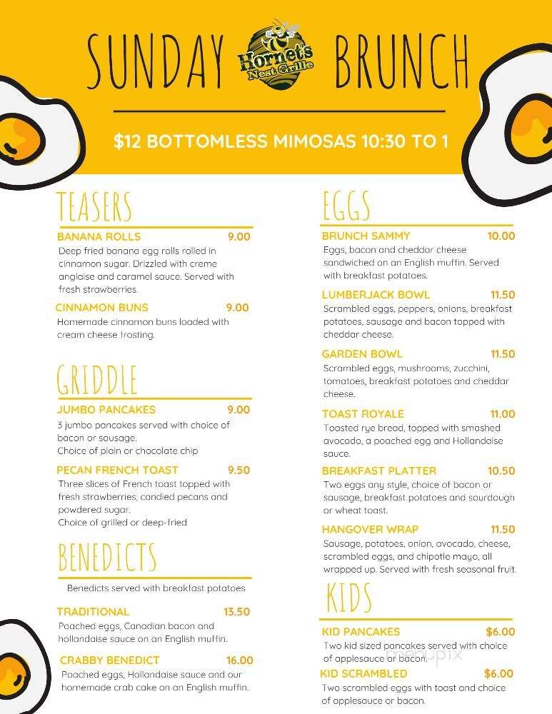 Hornet's Nest Grille - Damascus, MD menu_pic