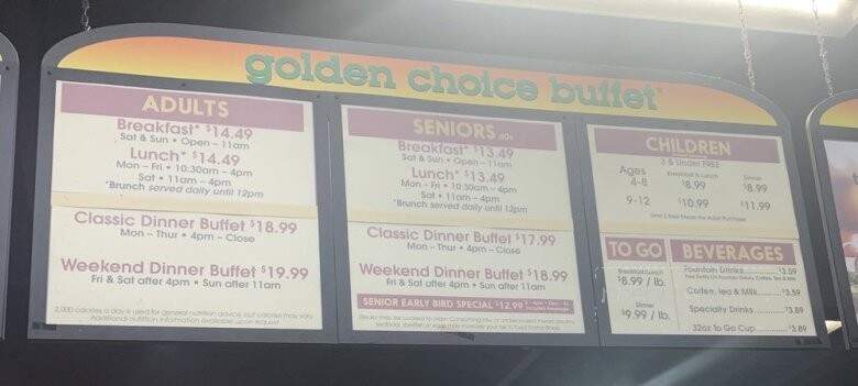 Golden Corral Buffet and Grill - Downey, CA menu_pic