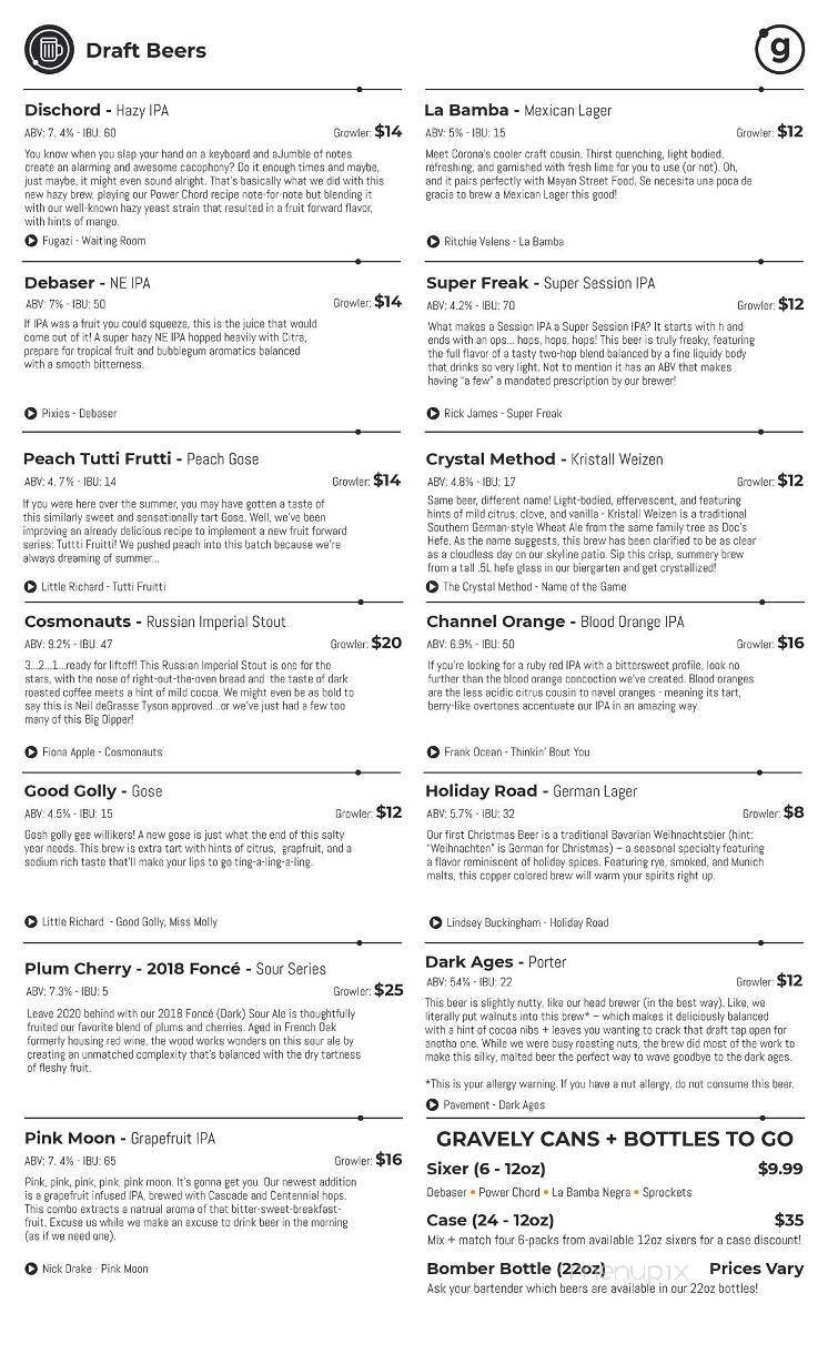 Gravely Brewing - Louisville, KY menu_pic