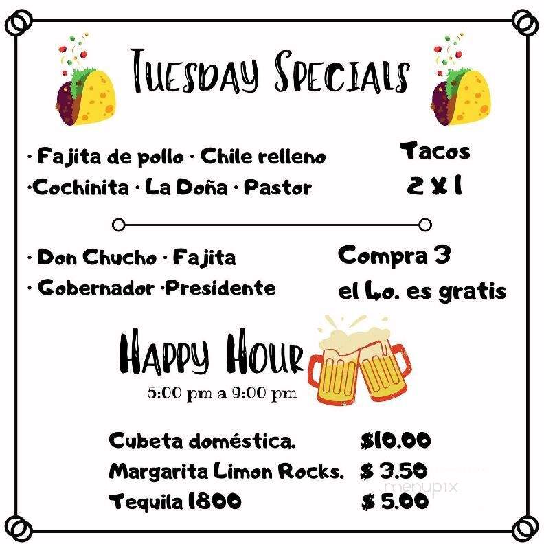 Don Chuchos Tacos y Tequilas - Brownsville, TX menu_pic