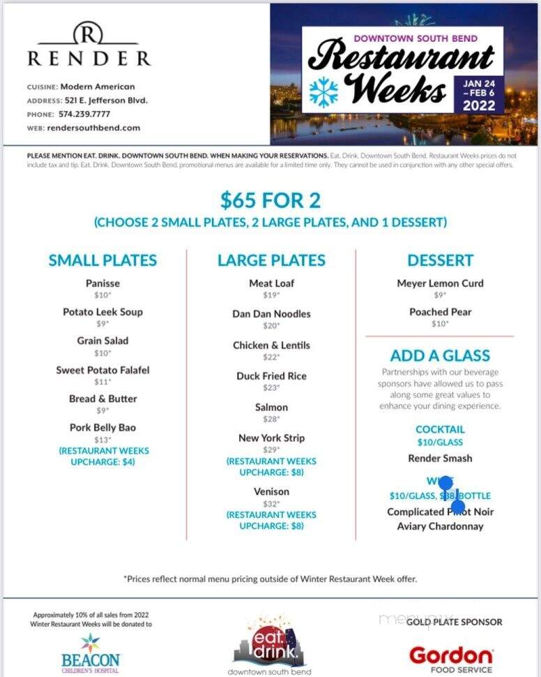 Render Kitchen & Bar - South Bend, IN menu_pic