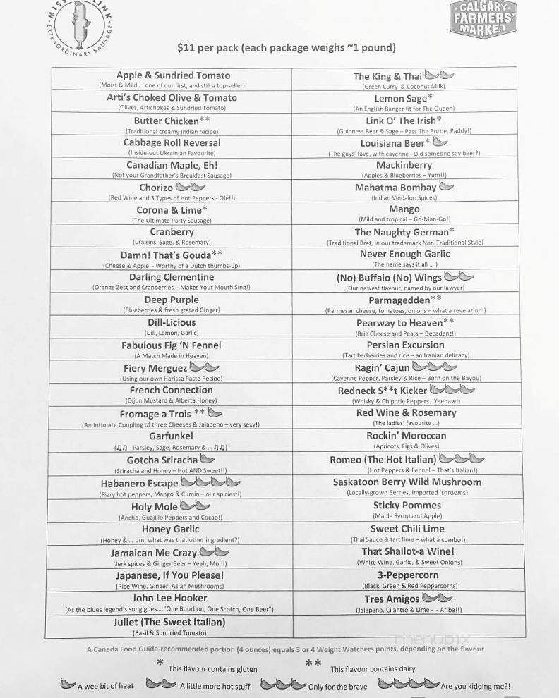 Missing Link Extraordinary Sausage - Calgary, AB menu_pic