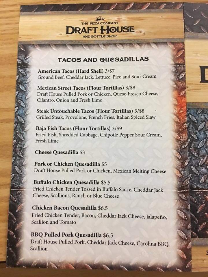 Draft House - Munhall, PA menu_pic