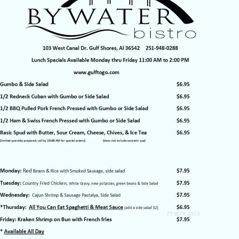 ByWater Beachside - Gulf Shores, AL menu_pic