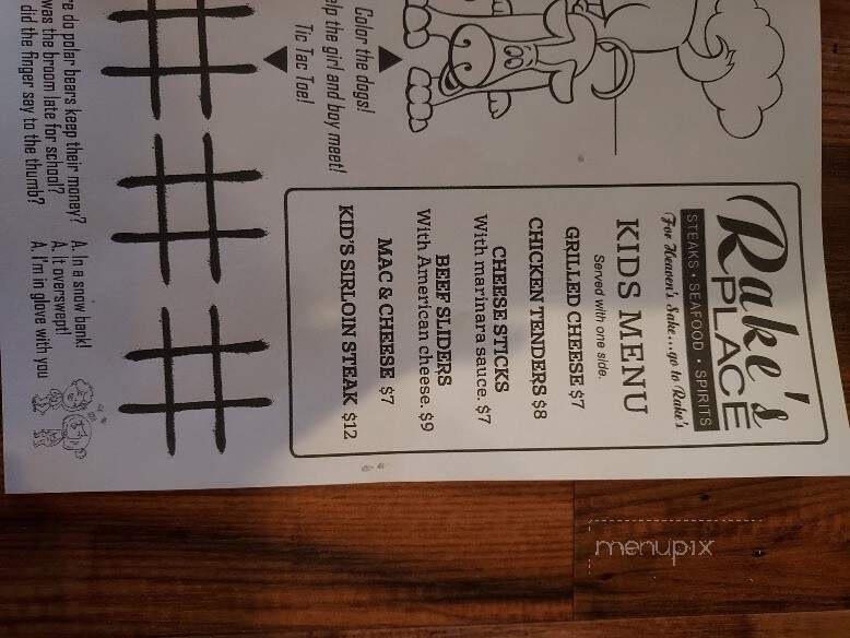 Rakes Place - Zanesville, OH menu_pic