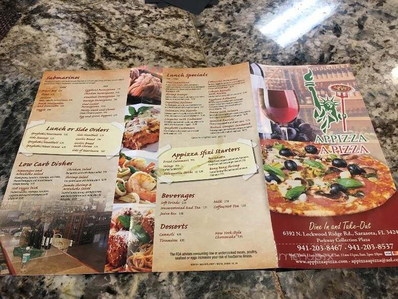 Appizza A Pizza - Sarasota, FL menu_pic