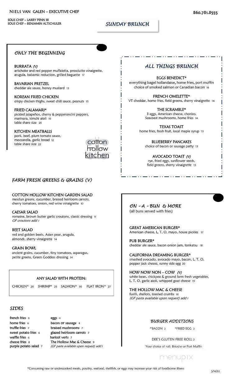 Cotton Hollow Kitchen - South Glastonbury, CT menu_pic