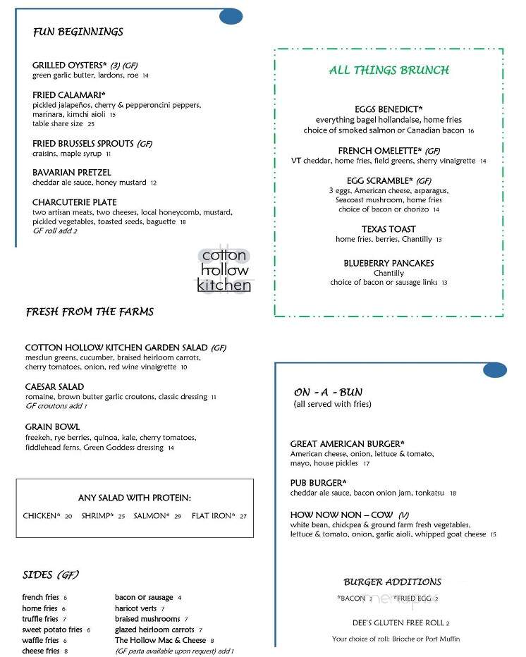 Cotton Hollow Kitchen - South Glastonbury, CT menu_pic