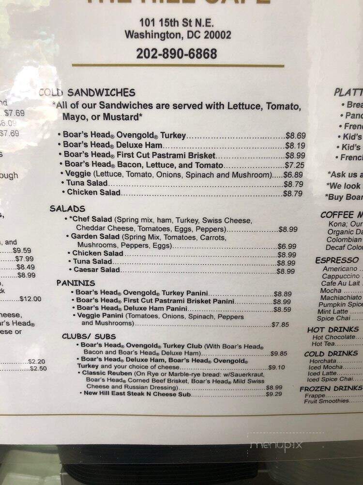 The Hill Cafe - Washington, DC menu_pic