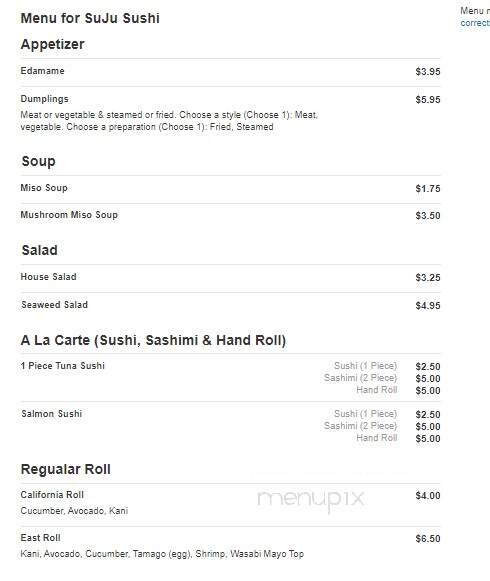 SuJu Sushi - Closter, NJ menu_pic