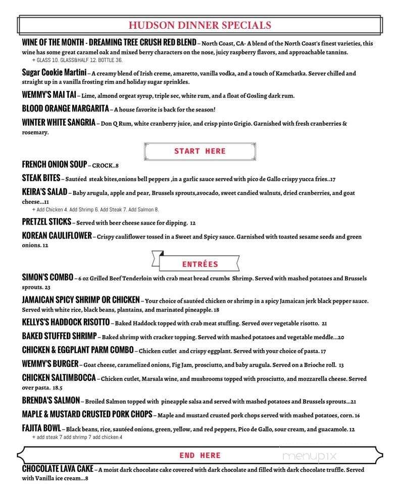 Welly's Restaurant - Hudson, MA menu_pic