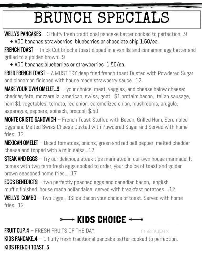Welly's Restaurant - Hudson, MA menu_pic