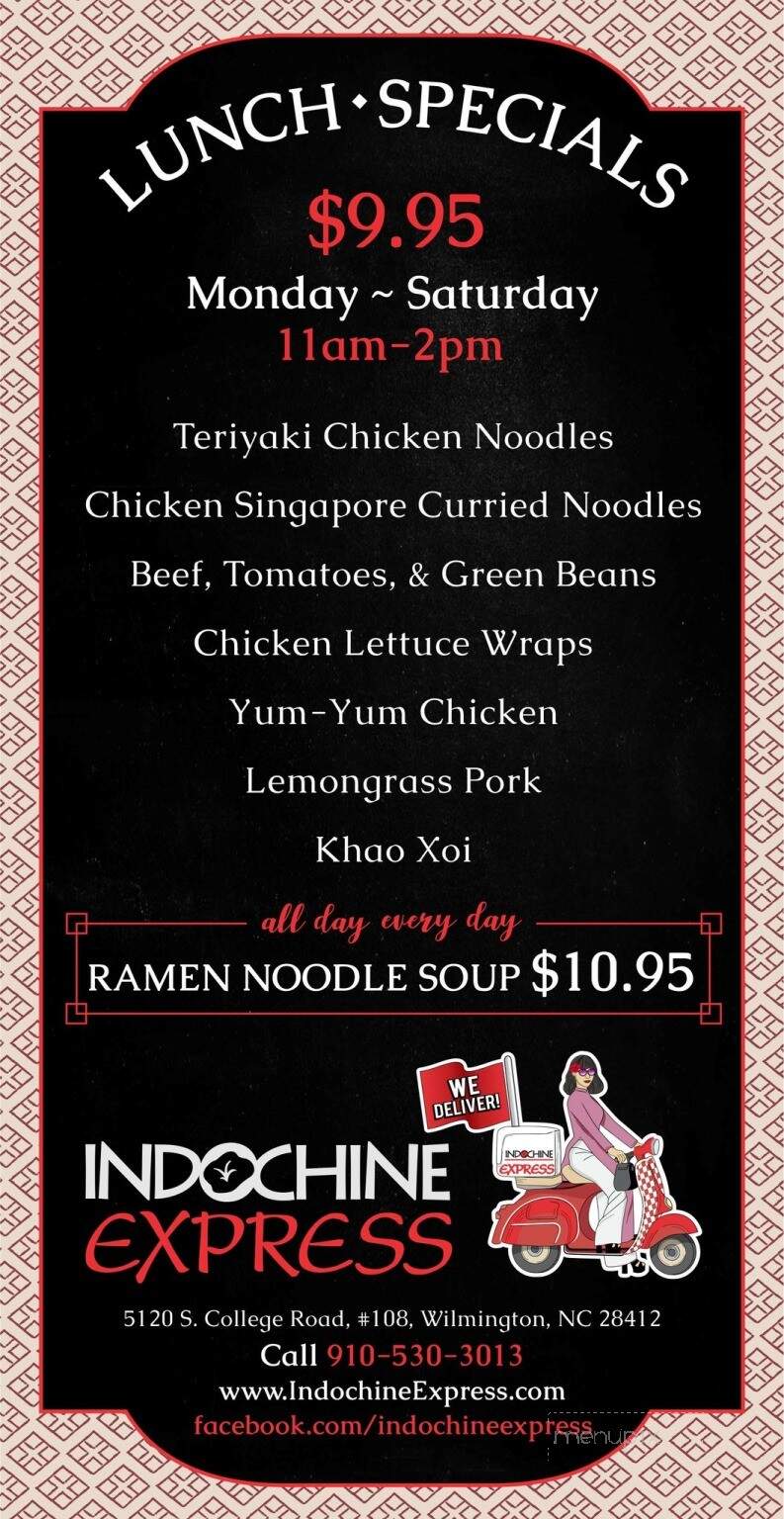 Indochine Express - Wilmington, NC menu_pic
