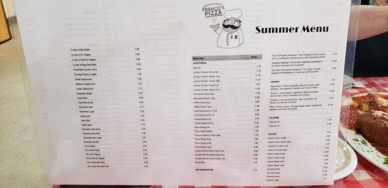 Franco's Pizza Pasta, and Panini - Broken Arrow, OK menu_pic