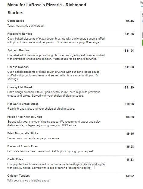 LaRosa's Pizzeria - Richmond, KY menu_pic