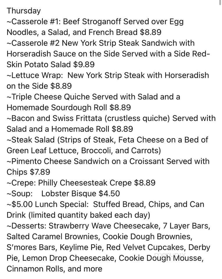 Cafe Celebre - Benton, KY menu_pic
