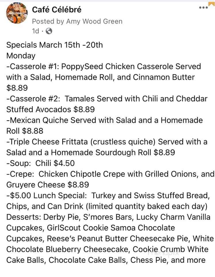 Cafe Celebre - Benton, KY menu_pic