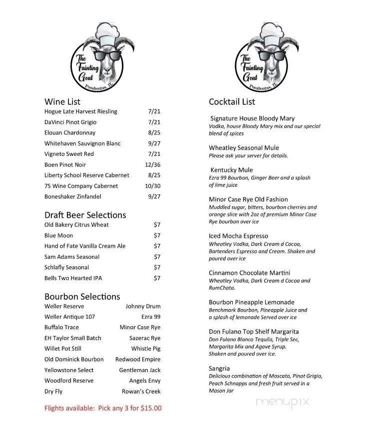 The Fainting Goat - Pocahontas, IL menu_pic
