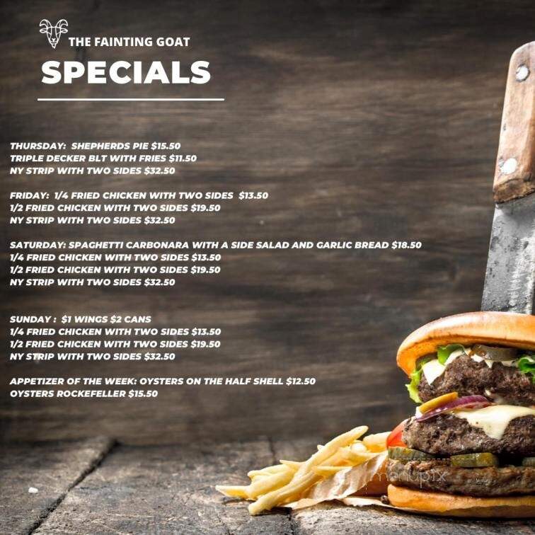 The Fainting Goat - Pocahontas, IL menu_pic