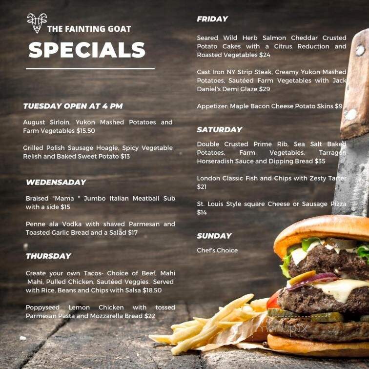 The Fainting Goat - Pocahontas, IL menu_pic