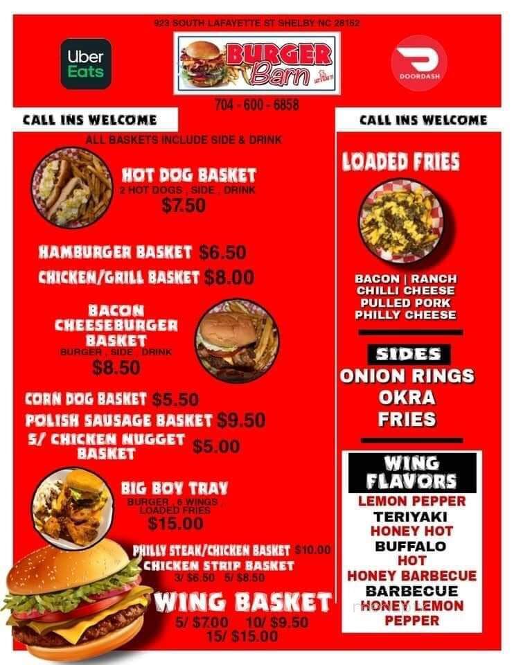 Burger Barn - Shelby, NC menu_pic