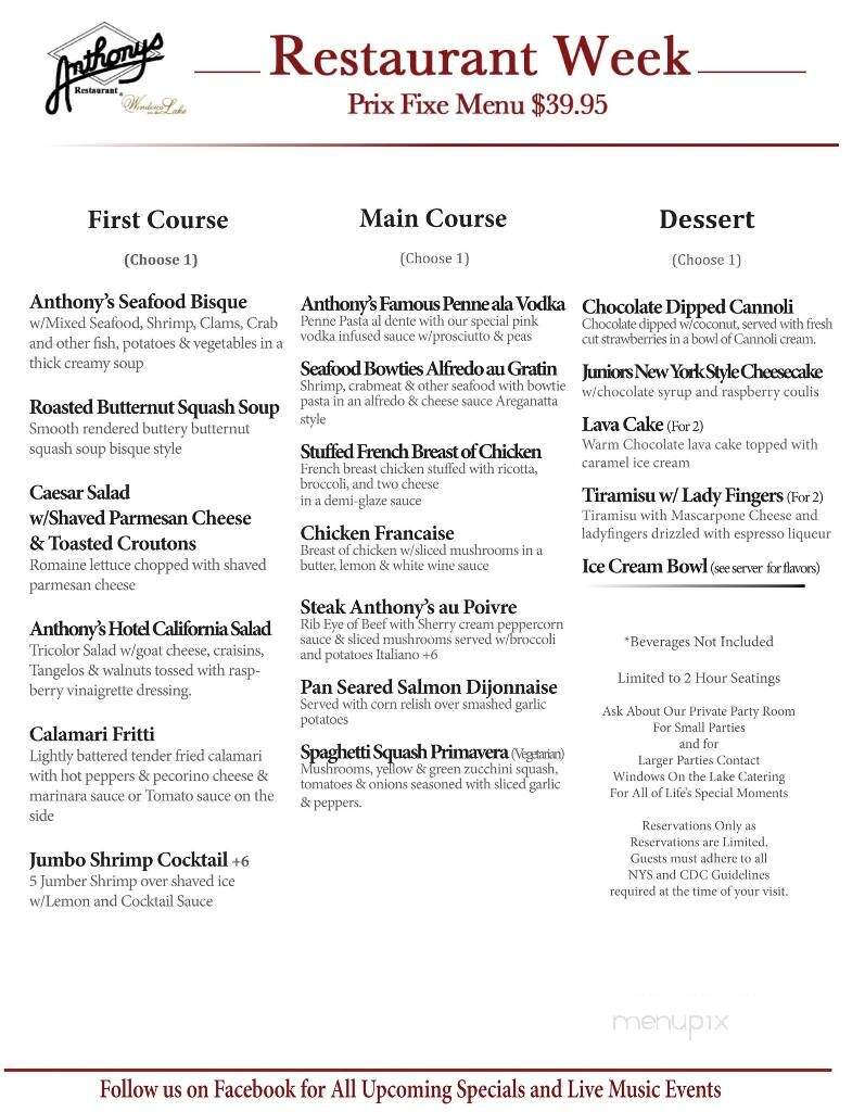 Anthony's On the Lake - Lake Ronkonkoma, NY menu_pic