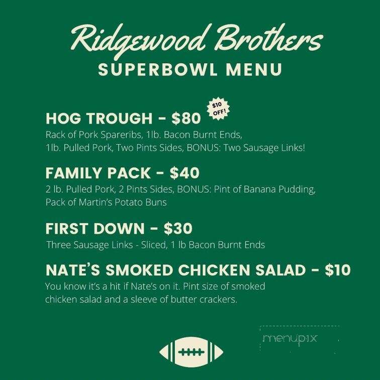 Ridgewood Brothers' BBQ - Russellville, AR menu_pic