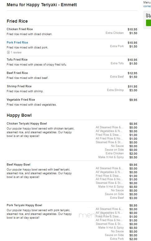 Happy Teriyaki - Emmett, ID menu_pic