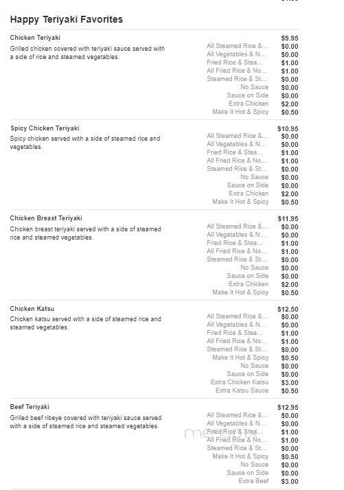 Happy Teriyaki - Emmett, ID menu_pic