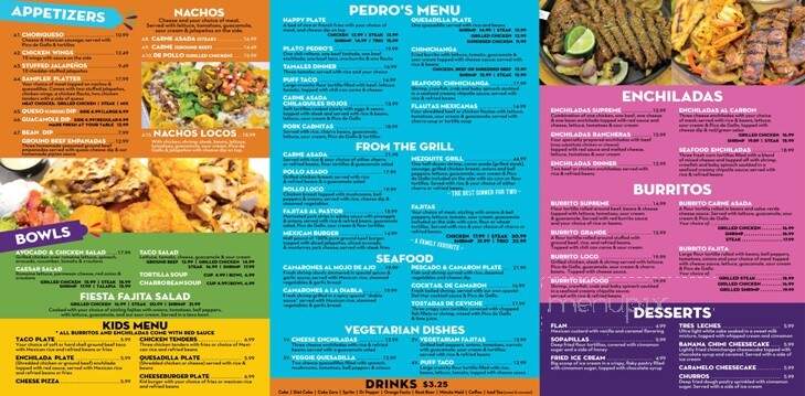 Pedros Tacos & Tequila - New Iberia, LA menu_pic