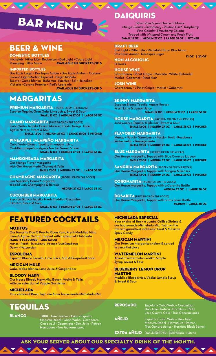 Pedros Tacos & Tequila - New Iberia, LA menu_pic