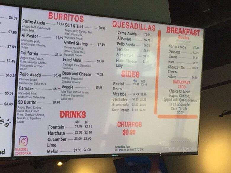 Valerie's Taco Stand - Princeton, TX menu_pic
