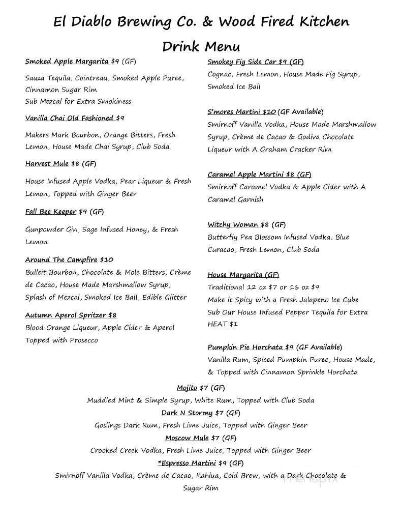 El Diablo Brewing Co & Wood-Fired Kitchen - Greensburg, PA menu_pic