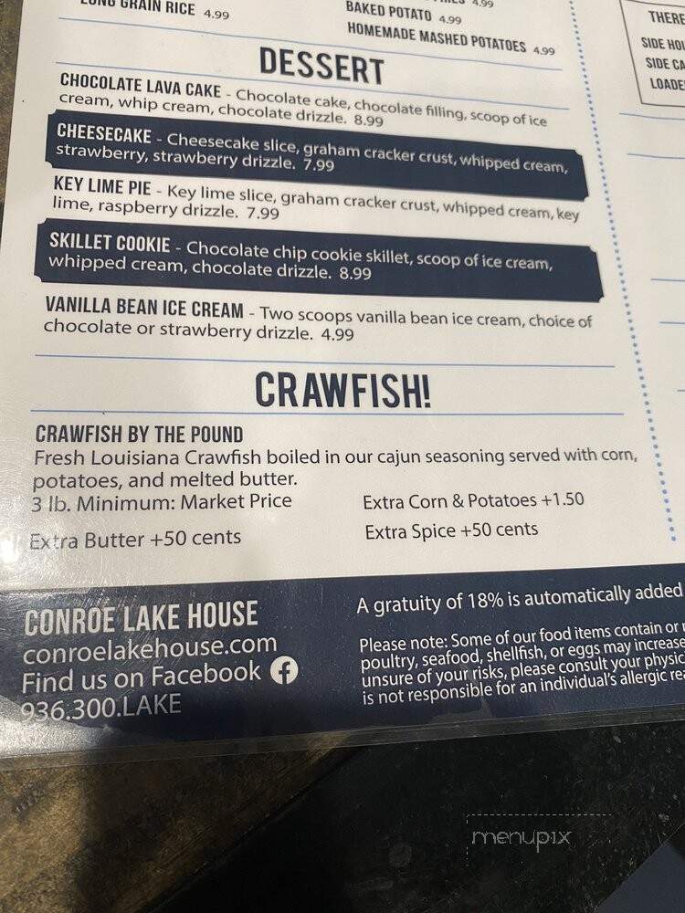 Conroe Lake House - Montgomery, TX menu_pic